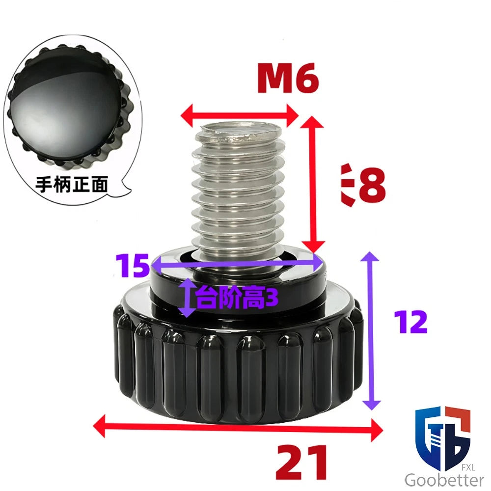 Knurled Thumb Screws with Round Plastic Handle — M3 M4 M5 M6 M8 M10 Clamping Knob Bolts