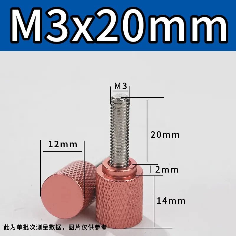 M3 Knurled Thumb Screws – Colored Anodized Aluminum, 6mm to 100mm, 10 Colors - HomeDIYer