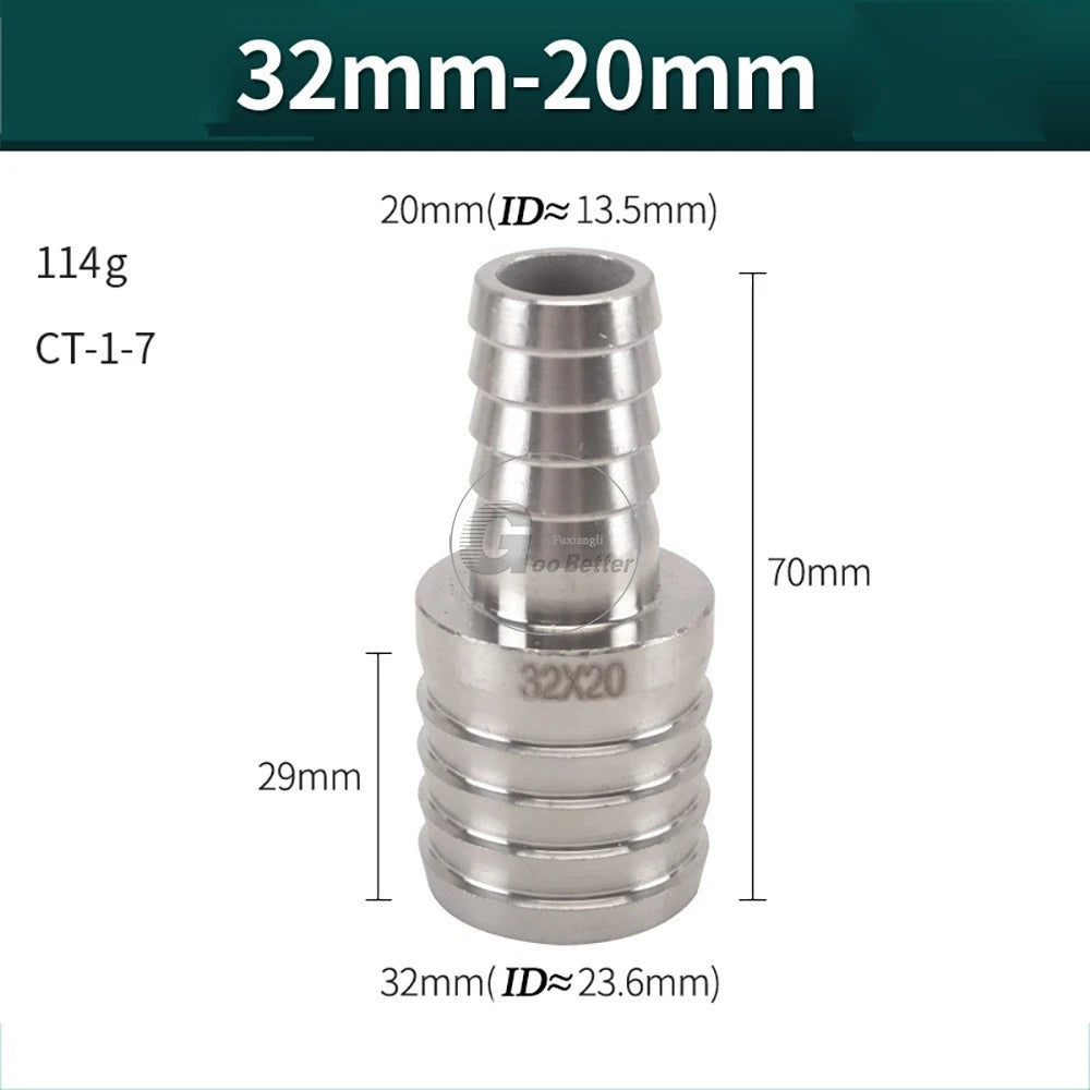 A2 Stainless Steel 8-41mm Barbed Hose Connector,Hosetail Pipe Air Water Oil Fuel