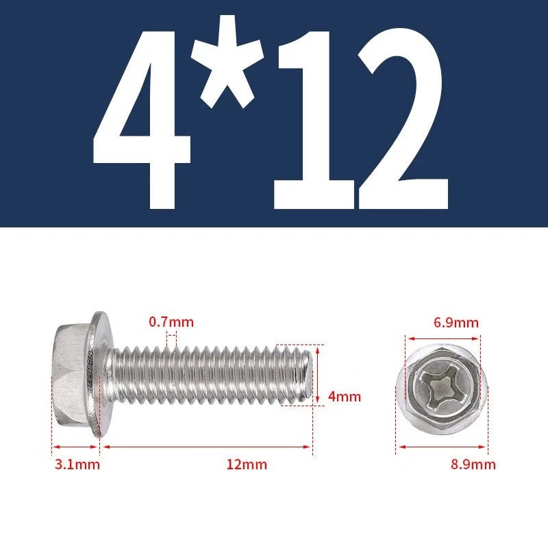 Phillips Hex Flange Screws 304 Stainless Steel M3–M8 | Dentate & Flat Flange - HomeDIYer