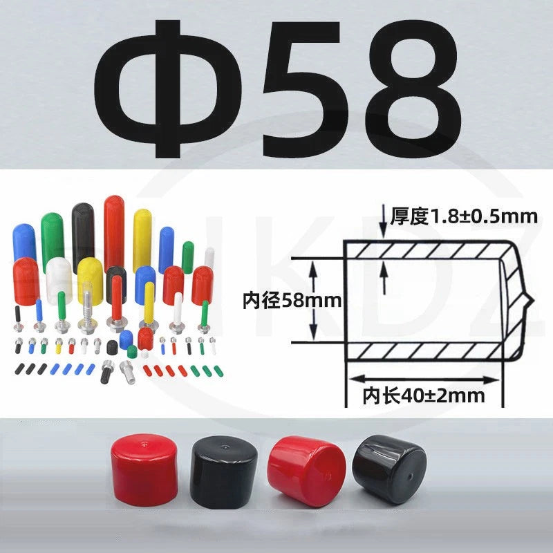 PVC End Caps for Screws, Bolts, Rods, Tubes & Cables – Thread Cover Protector, Rubber Plastic Caps (12-114mm, Multiple Colors)