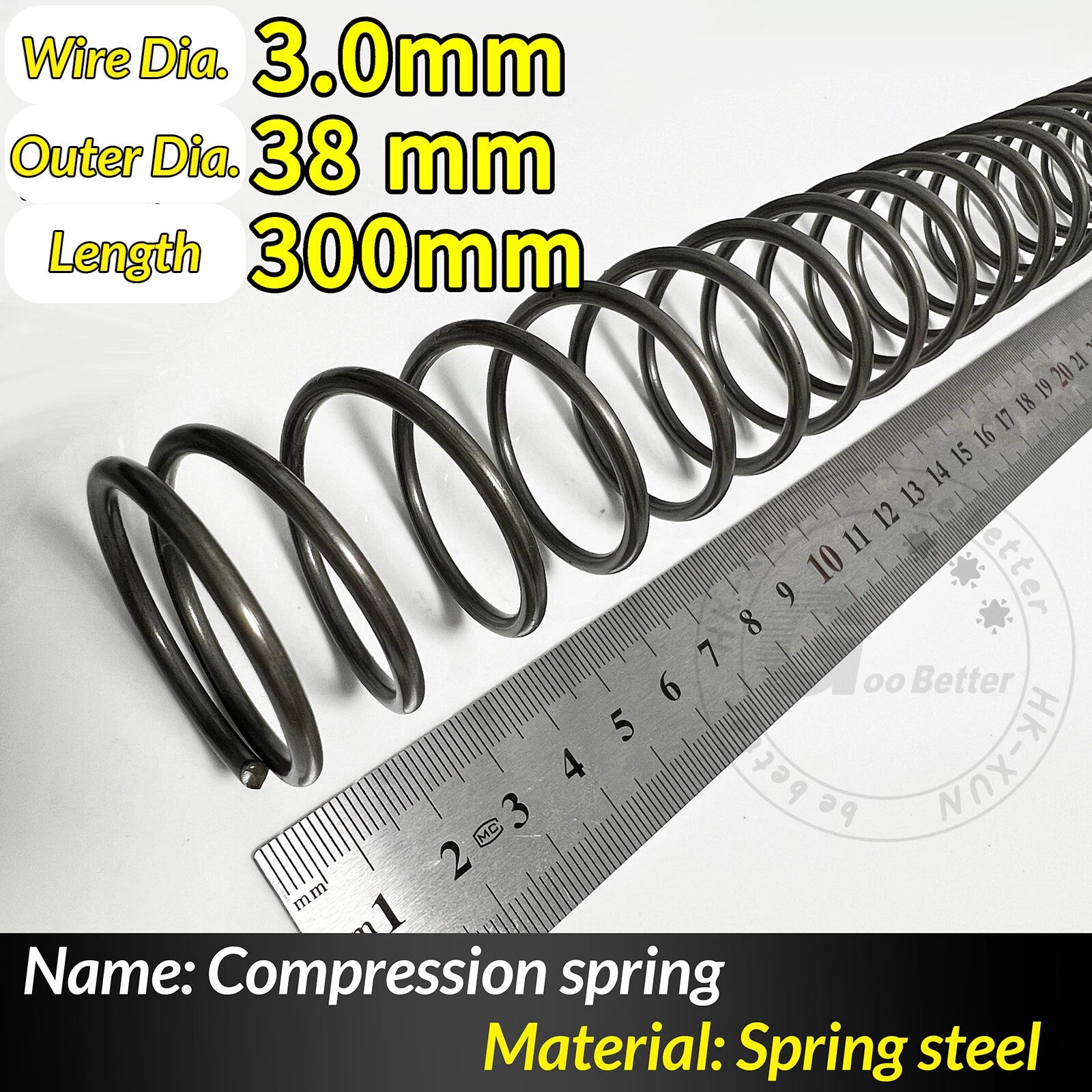 Compression Spring Pressure Springs, Wire Dia 2-3.5mm, OD 10-60mm, Length 300mm