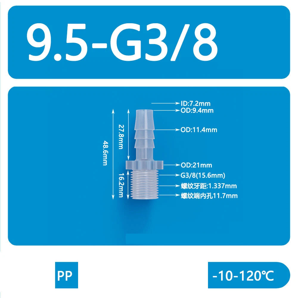 BSP Metric External Thread Straight Barb Connector – Plastic Hose Pipe Fitting
