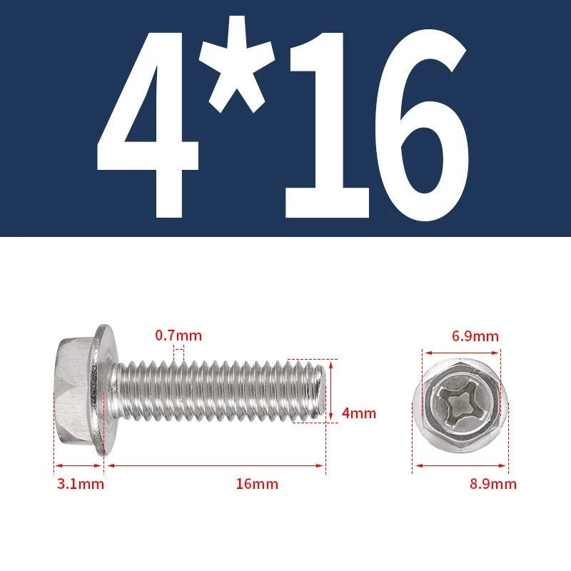 Phillips Hex Flange Screws 304 Stainless Steel M3–M8 | Dentate & Flat Flange - HomeDIYer