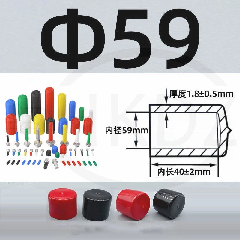 PVC End Caps for Screws, Bolts, Rods, Tubes & Cables – Thread Cover Protector, Rubber Plastic Caps (12-114mm, Multiple Colors)