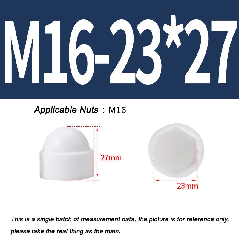 Hex Bolt & Nut Protection Caps – Plastic Hexagonal Screw Covers for M4 M5 M6 M8 M10 to M24 (PE, 5-100 Pack)