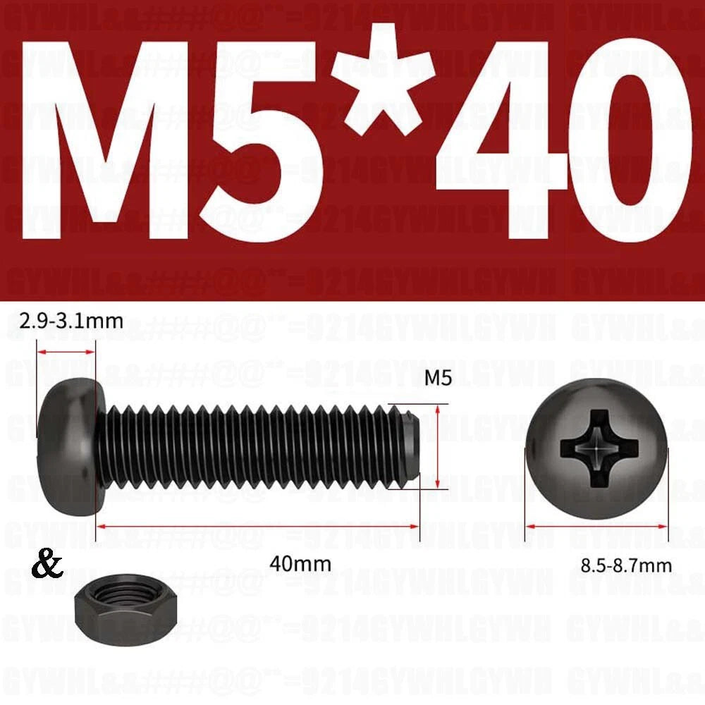 Black Pan Head Phillips Machine Screws + Hex Nuts Set – A2 Stainless Steel, M2 to M10