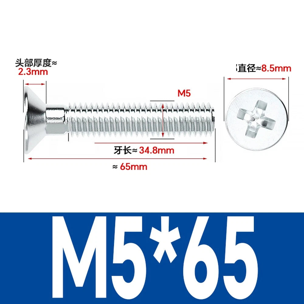 Countersunk Phillips Machine Screws – M2 to M12, White / Colour Zinc Plated, Carbon Steel