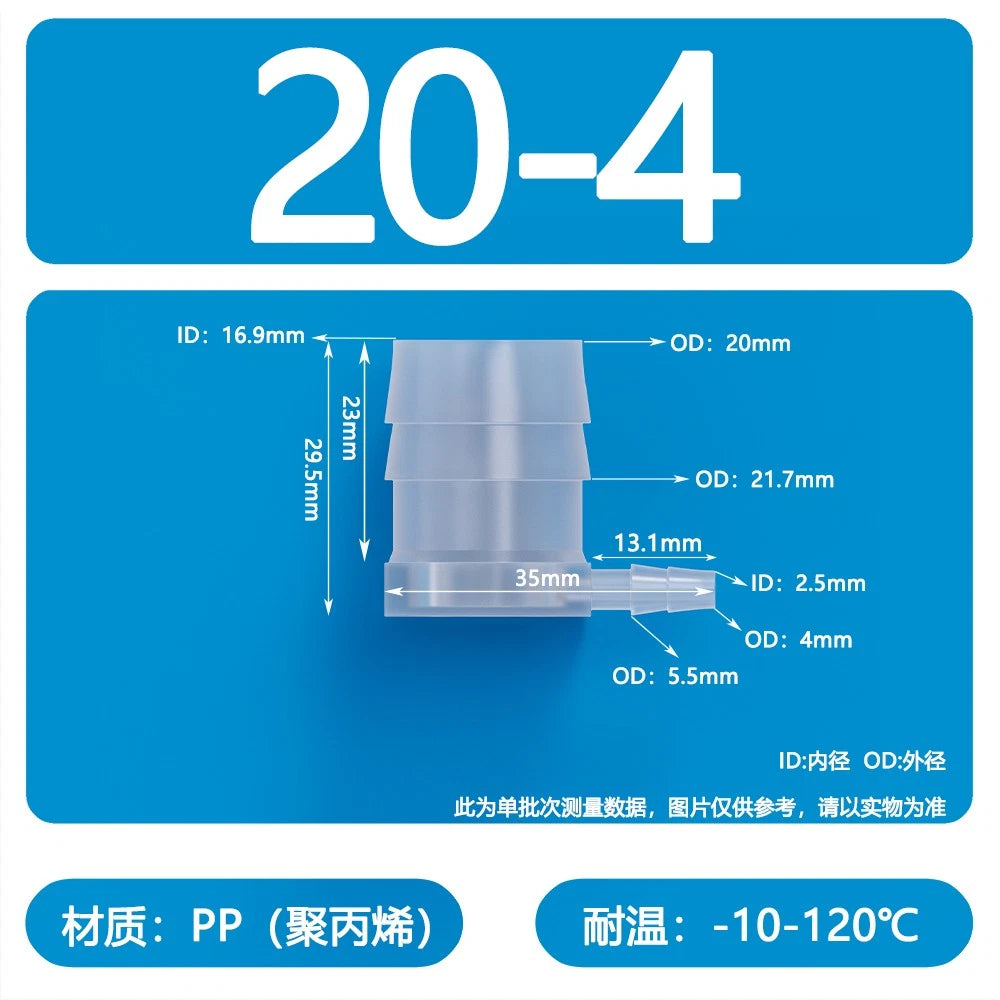 90° Elbow Plastic Barbed Joiner Reducer Connector Pipe Tube Hose Water 1.6-25mm