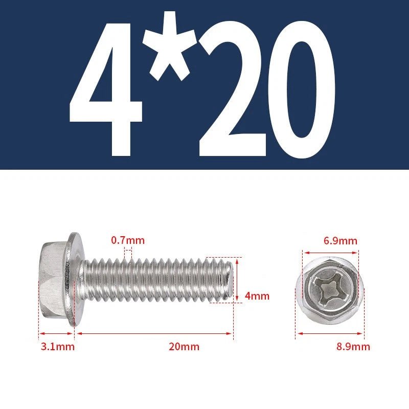Phillips Hex Flange Screws 304 Stainless Steel M3–M8 | Dentate & Flat Flange - HomeDIYer
