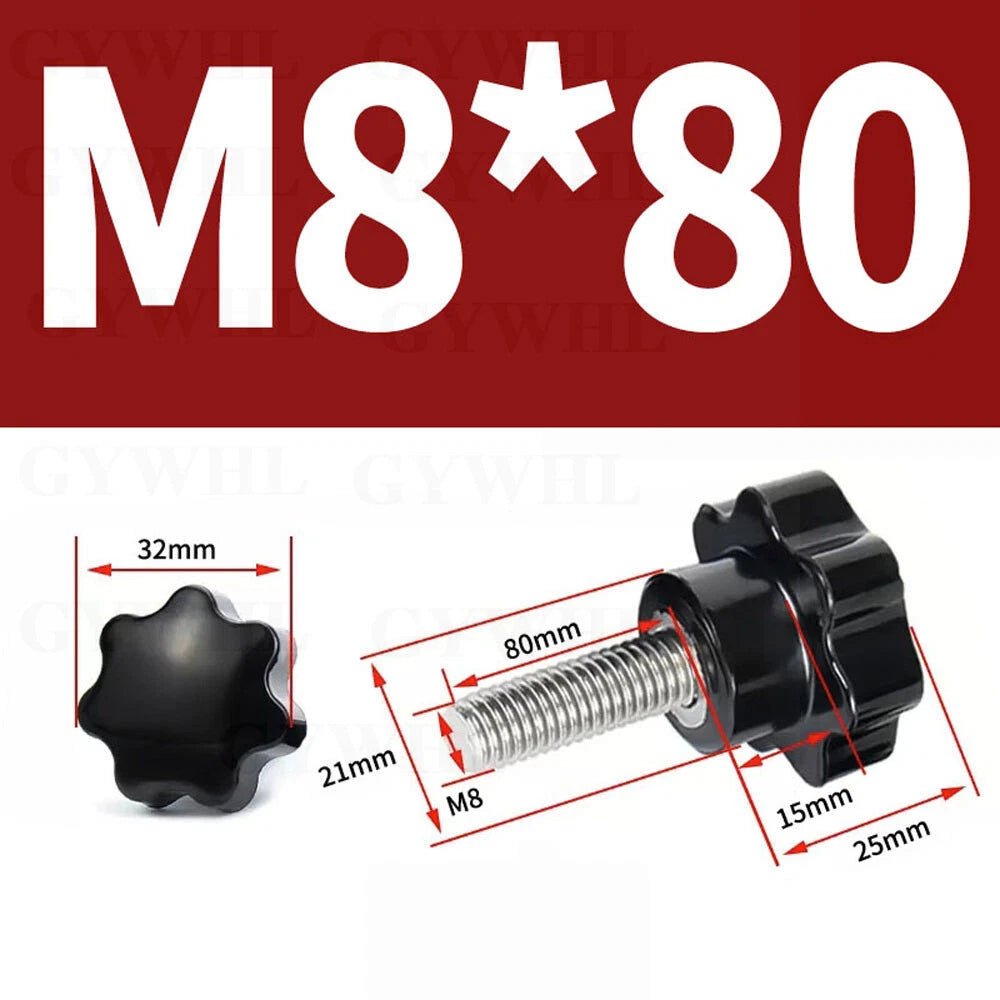 Stainless Thumb Screws Hand Knob Grip Bolts Black Plastic Hexalobular Star Head - HomeDIYer