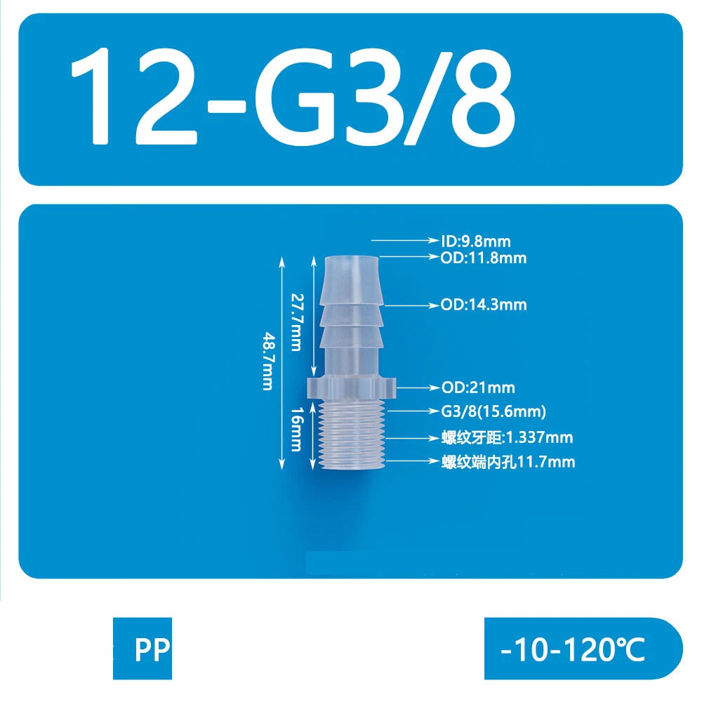 BSP Metric External Thread Straight Barb Connector – Plastic Hose Pipe Fitting