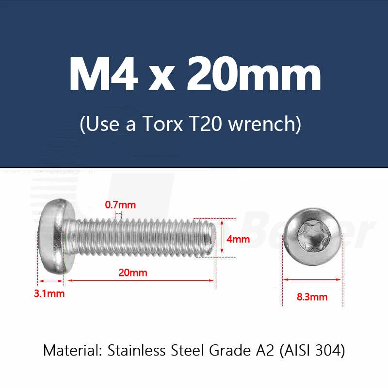 T3–T50 Torx Pan Head Machine Screws – M1.4 to M10, A2 Stainless Steel (3–100mm)