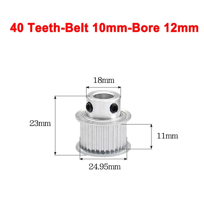 2GT Drive Pulley With Step 16 Tooth - 100 Tooth Bore 4mm - 25mm for 10mm Belt