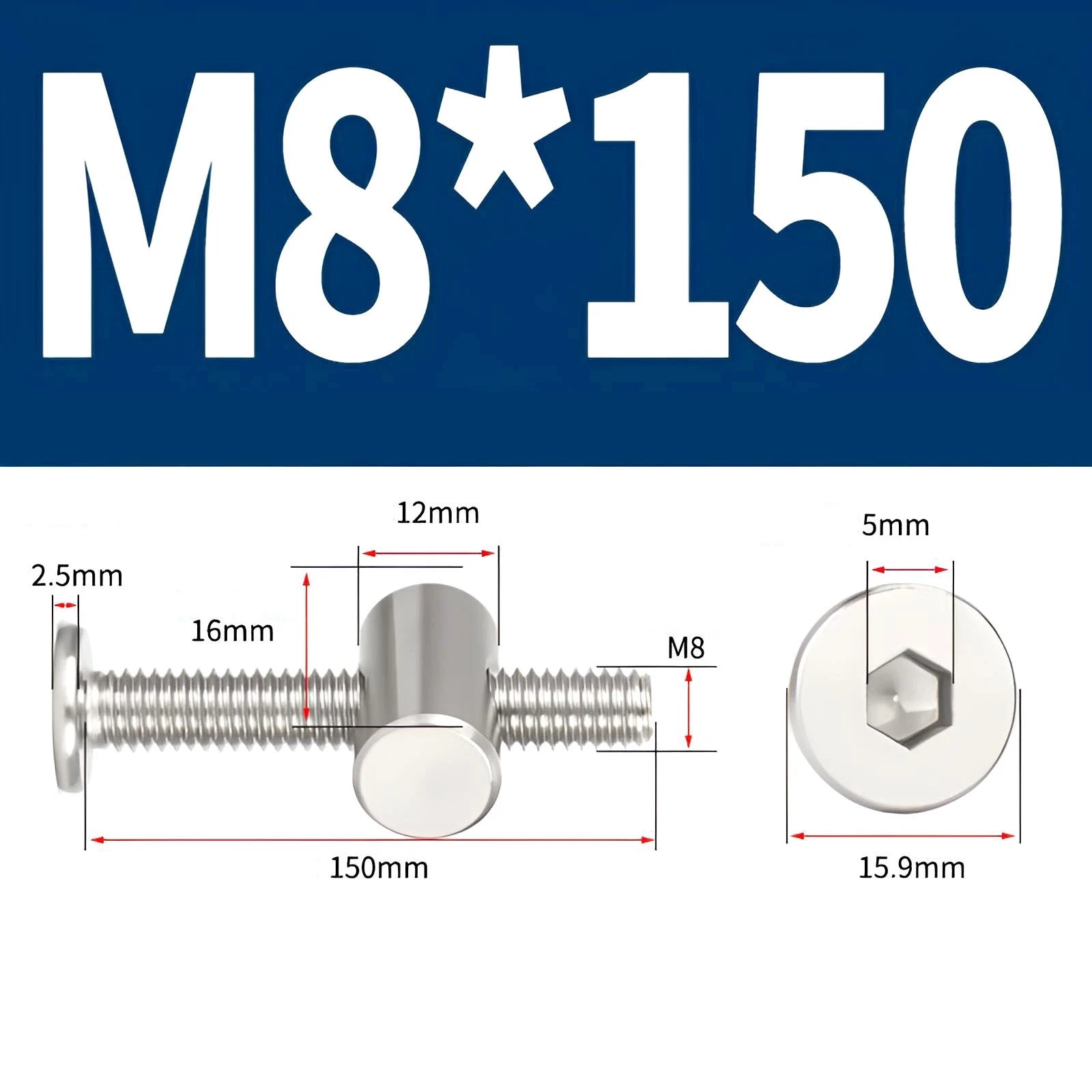 M4 M5 M6 M8 304 Stainless Steel Furniture Connecting Bolts with Barrel Nuts
