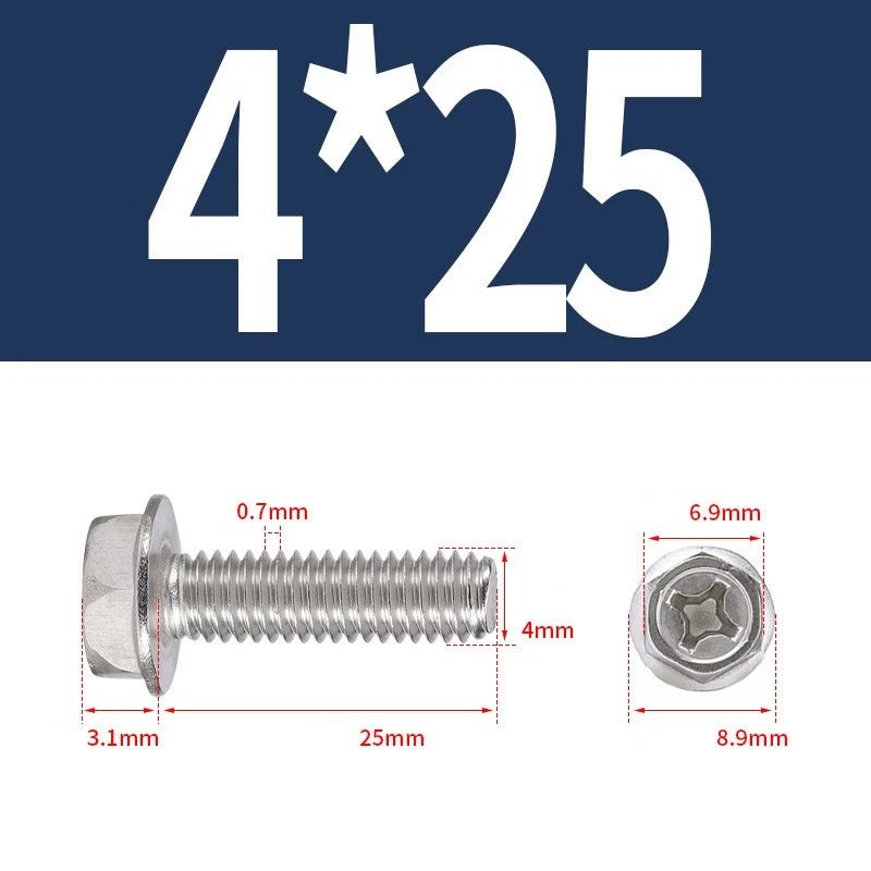 Phillips Hex Flange Screws 304 Stainless Steel M3–M8 | Dentate & Flat Flange - HomeDIYer