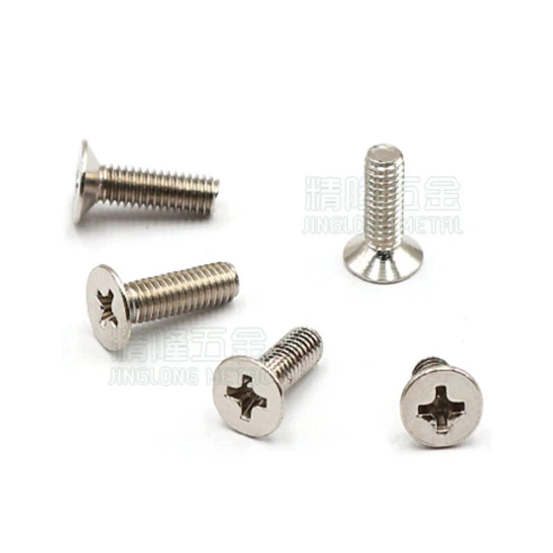 M1–M4 Phillips Countersunk Head Machine Screws – Carbon Steel, Nickel or Black Zinc, Fully Threaded