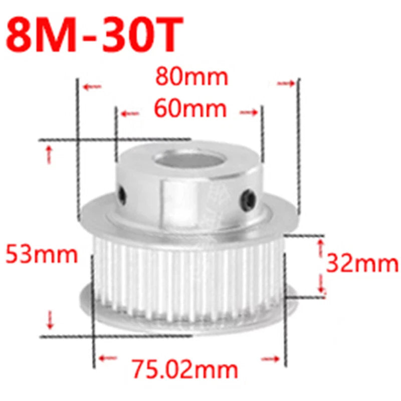 8M 28T-60T Timing Belt Pulley Synchronous Wheel Select Bore For 30mm Width Belt