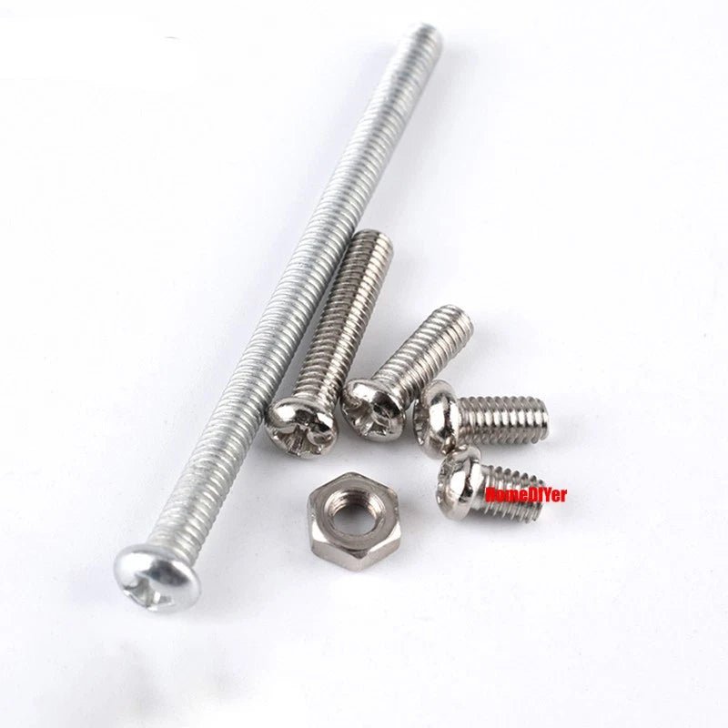 Carbon Steel Pozi Pan Head Machine Screws M2 M3 M4 with Nuts – 3 to 60mm - HomeDIYer