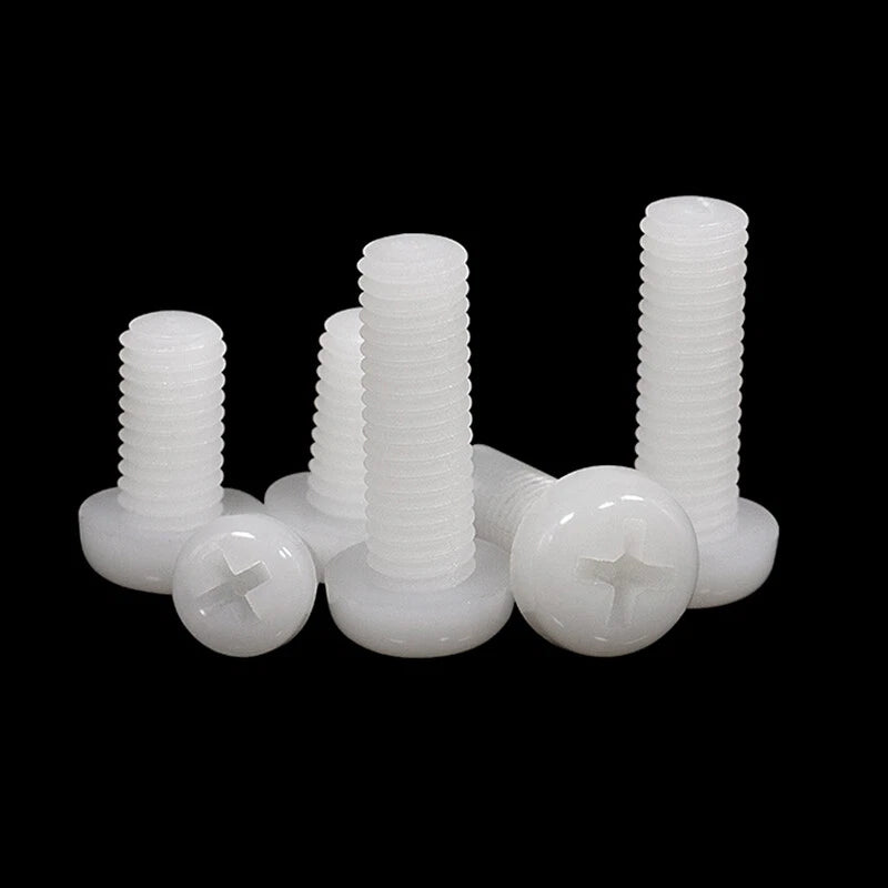Nylon Pan Head Phillips Screws | Metric M2–M8 | DIN 7985 | White & Black | 5–500 pcs