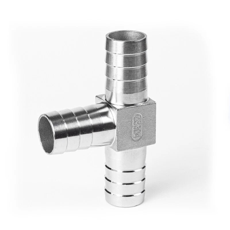 Tee Barb Hose Fitting — Brass & 304 Stainless Steel, 6mm–32mm OD