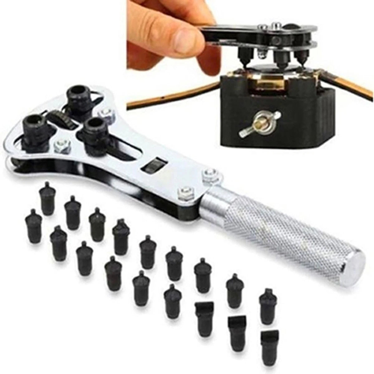 19Pcs Watch Repair Back Case Opener Wrench maker Screw Cover Remover Tool Kit UK