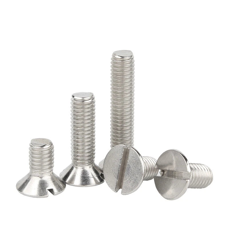 M1.6–M4 Slotted Countersunk Machine Screws – A2 Stainless Steel, Flat Head, Lengths 4mm–50mm