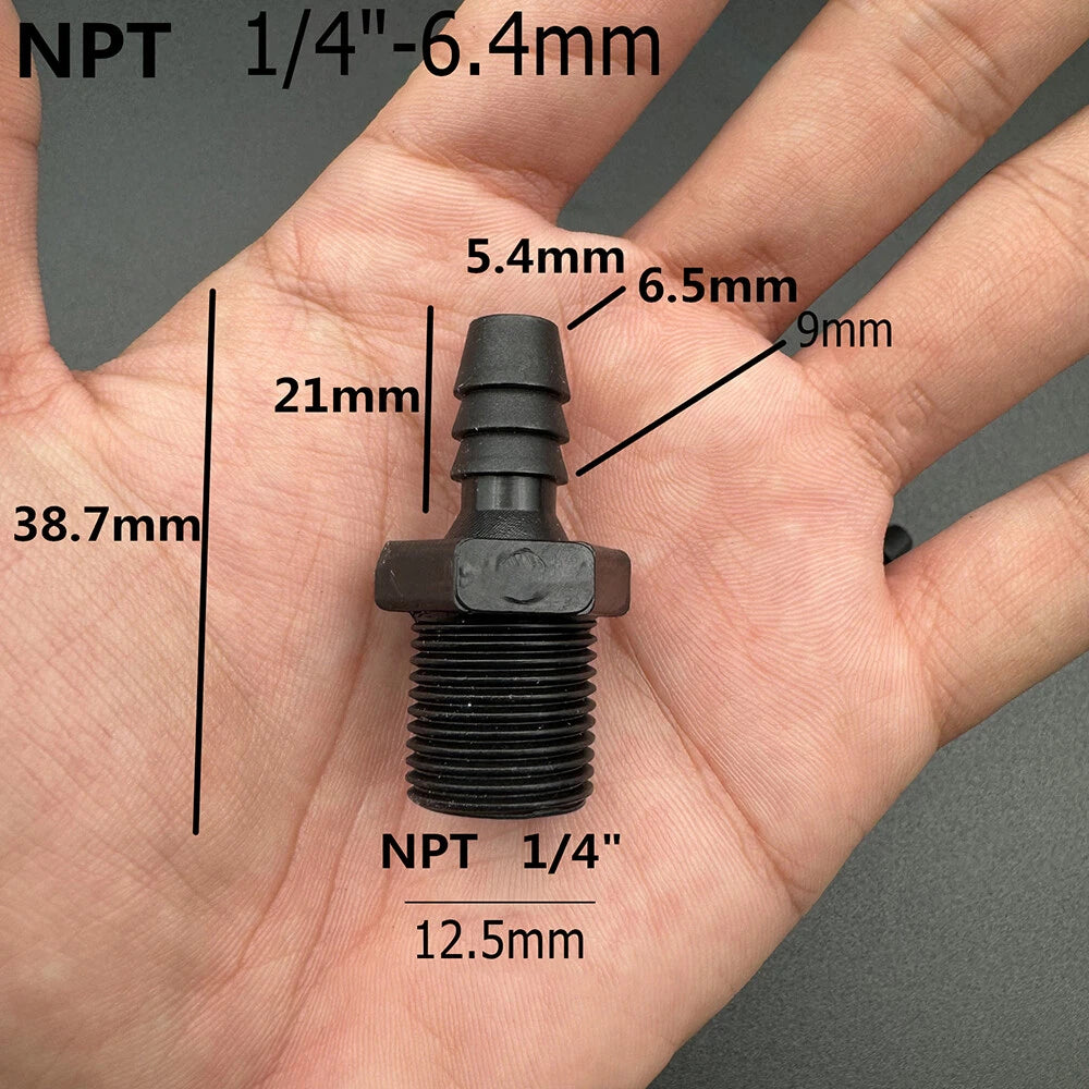 Male NPT Plastic Hose Barb Fitting — Straight Hosetail Connector