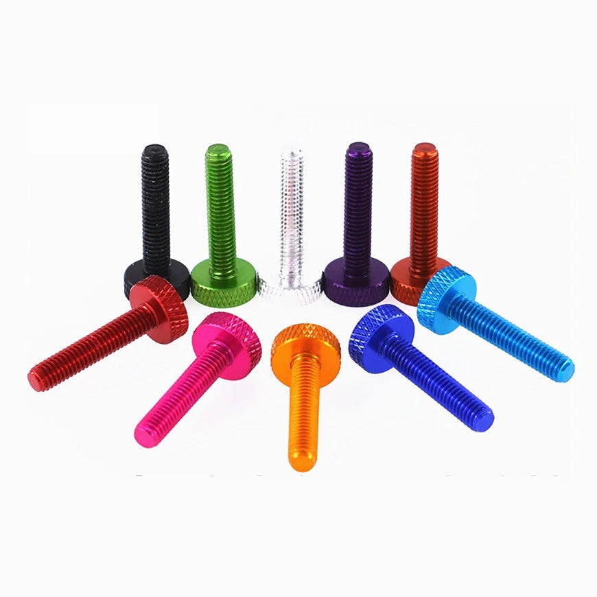 M6*10/15/20/30 Aluminum Bolts Knurled Flat Head Thumb Screws Anodized DIY Model