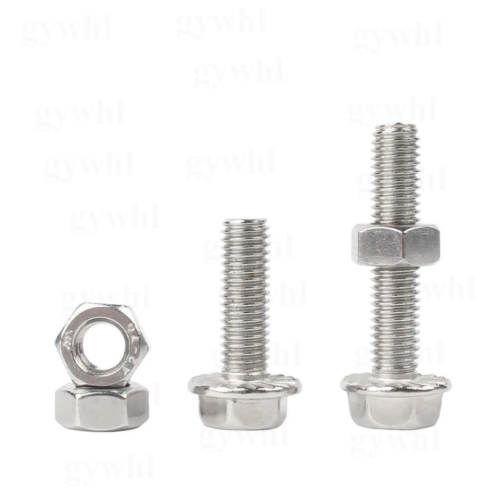 Phillips Hex Flange Bolts with Hex Nuts — Serrated & Smooth, M3–M8