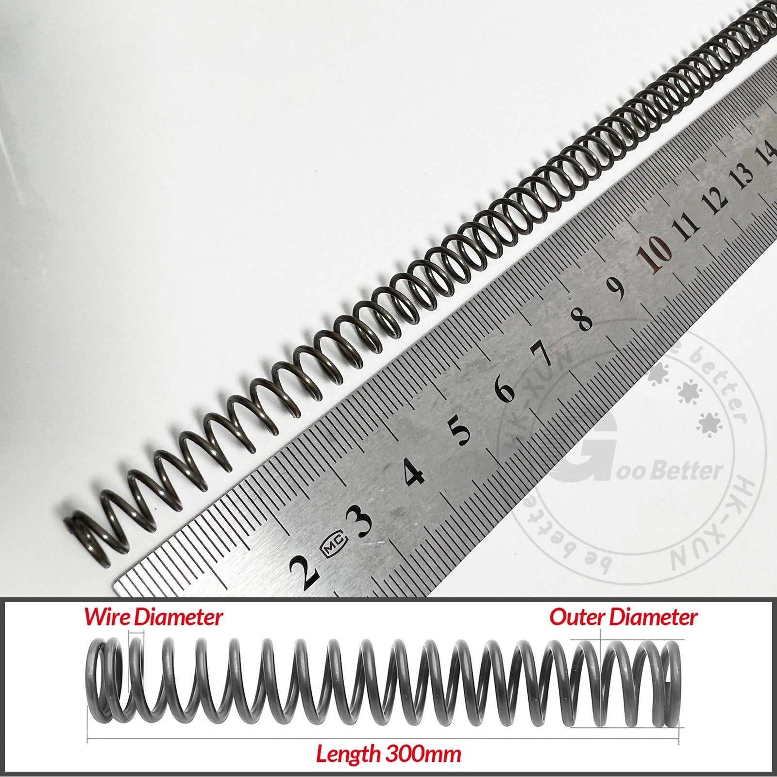 Compression Spring Pressure Springs, Wire Dia 0.3-1.0mm, OD 2-25mm, Length 300mm