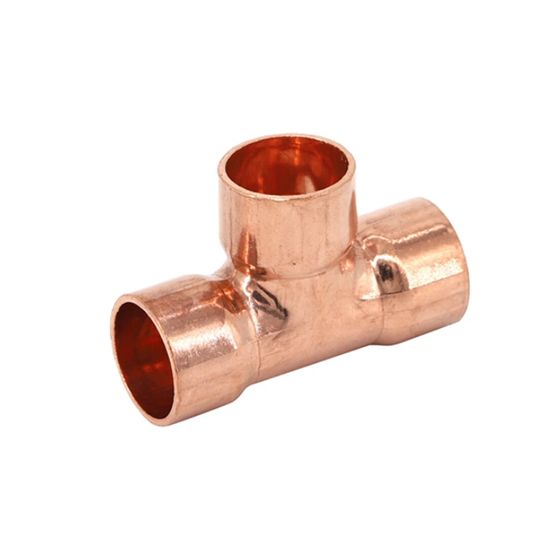 Copper End Feed Tee Fitting — Equal & Reducing T-Type, ID 6.35mm–67mm