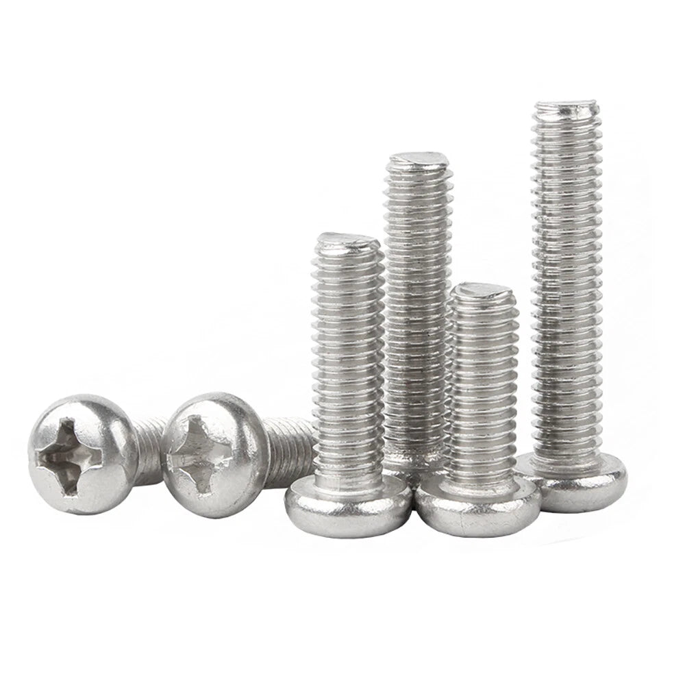 A2 Stainless Steel Pan Head Phillips Micro Machine Screws M1.0 M1.2 M1.4 M1.6 M2 M2.5 M3 M3.5 — 3mm to 120mm