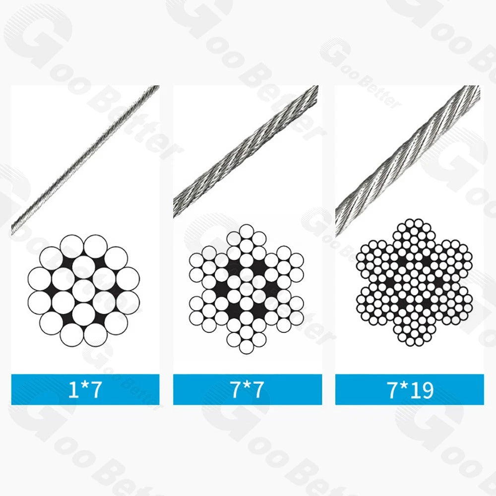 304 Stainless Steel Wire Rope Metal Cable Rigging 0.3mm 0.4mm 1mm 1.2mm - 20mm