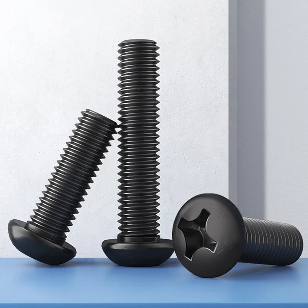Black Pozi Pan Head Machine Screws M1–M5 | Micro Screws for Eyeglasses, Electronics & Computers