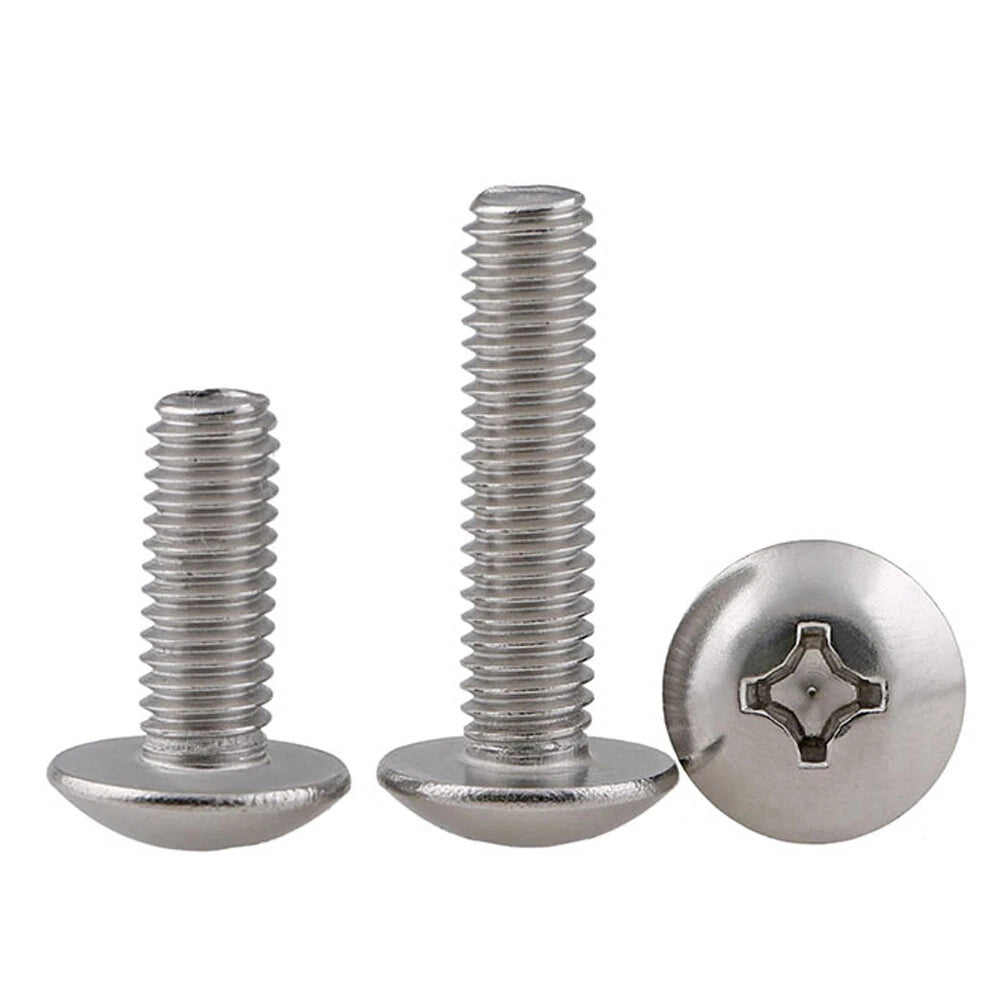 304 Stainless Steel Phillips Truss Head Machine Screws M4 M5 M6 — Wide Pan Head Bolts 6mm to 50mm