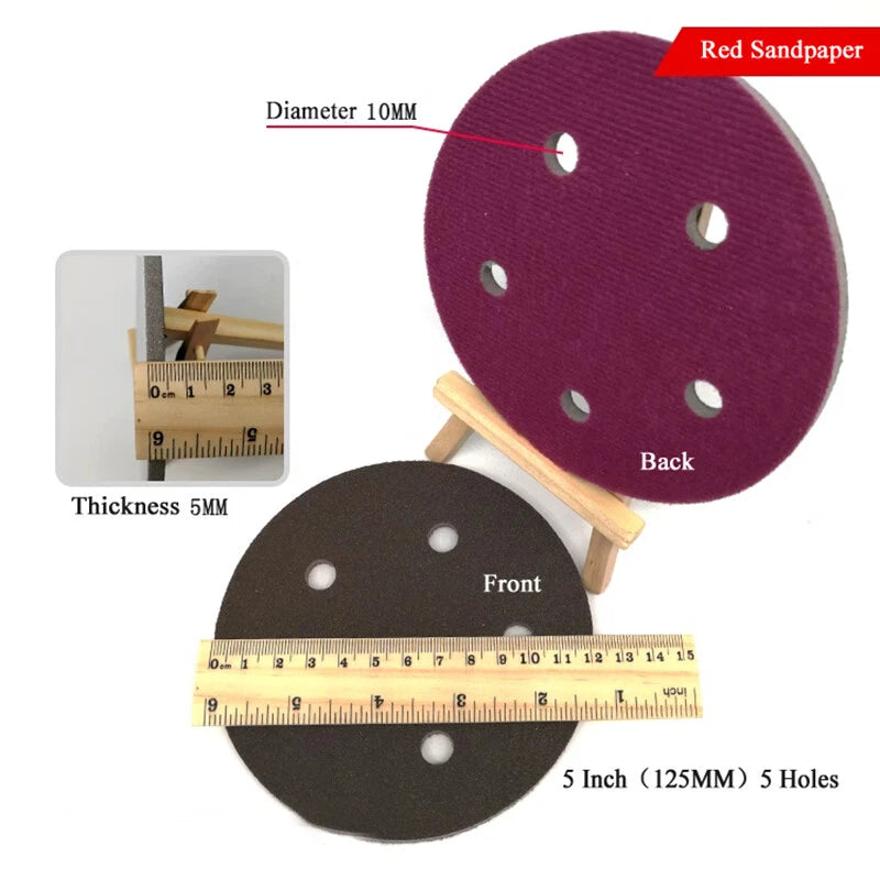 5" 125mm Sponge Red Sandpaper Wet & Dry Polishing Sanding Paper 300P-3000P