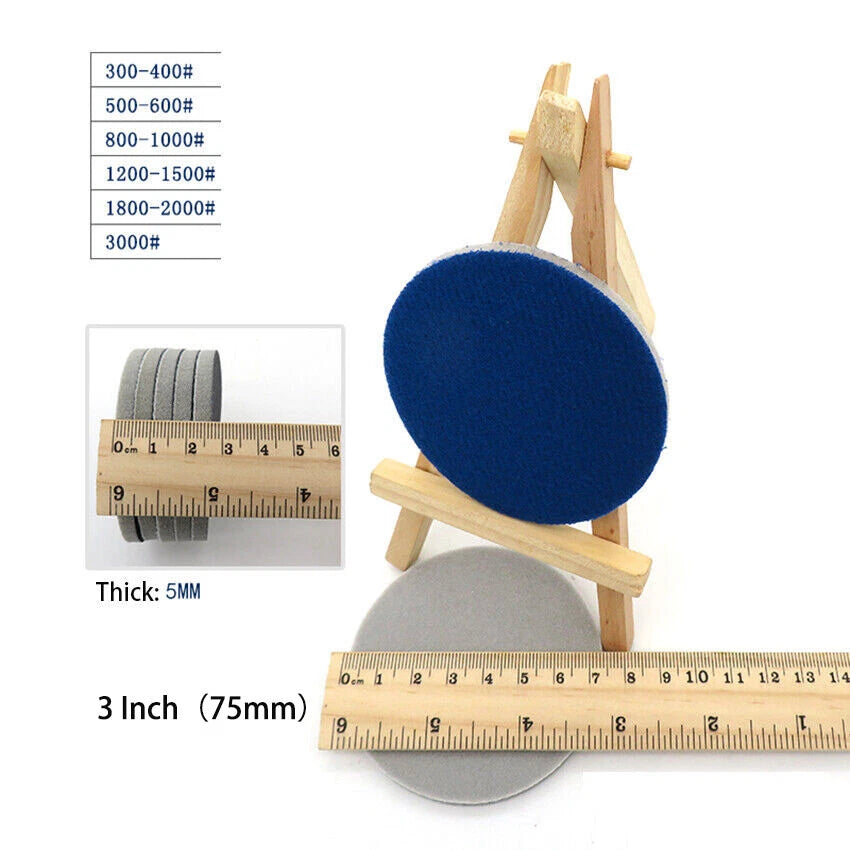 25/50/75mm Wet Dry Sanding Discs Sponge Foam Sandpaper Hook & Loop 300-3000 Grit