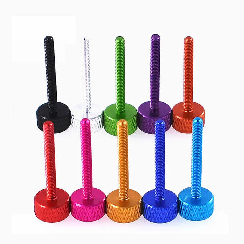 M3 Coloured Aluminium Knurled Thumb Screws Flat Head Hand Grip Bolt L:12mm-50mm
