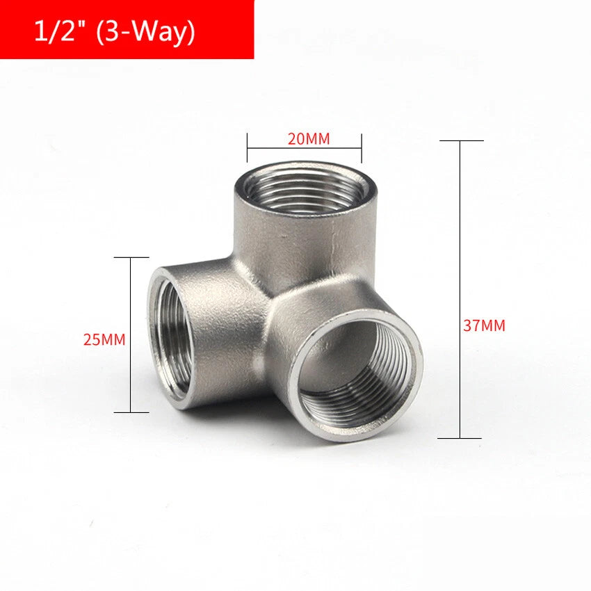 Stainless Steel BSP Female 3-Way & 4-Way Pipe Fitting Connectors
