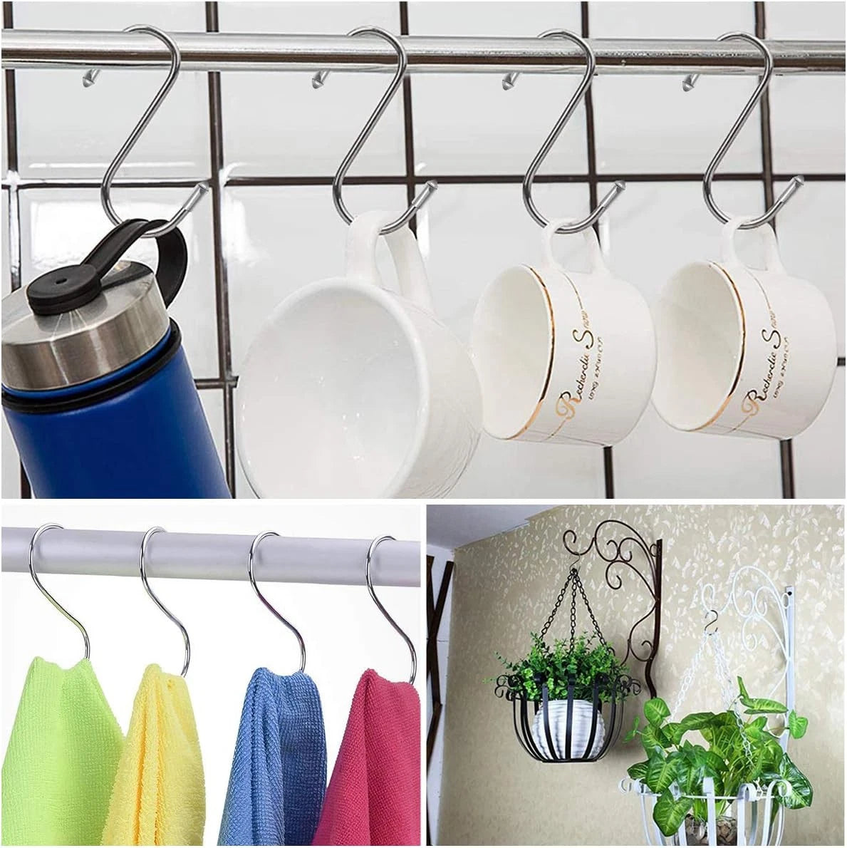 S Hooks Stainless Steel Kitchen Pan Utensil Bathroom Clothes Hanger Hanging