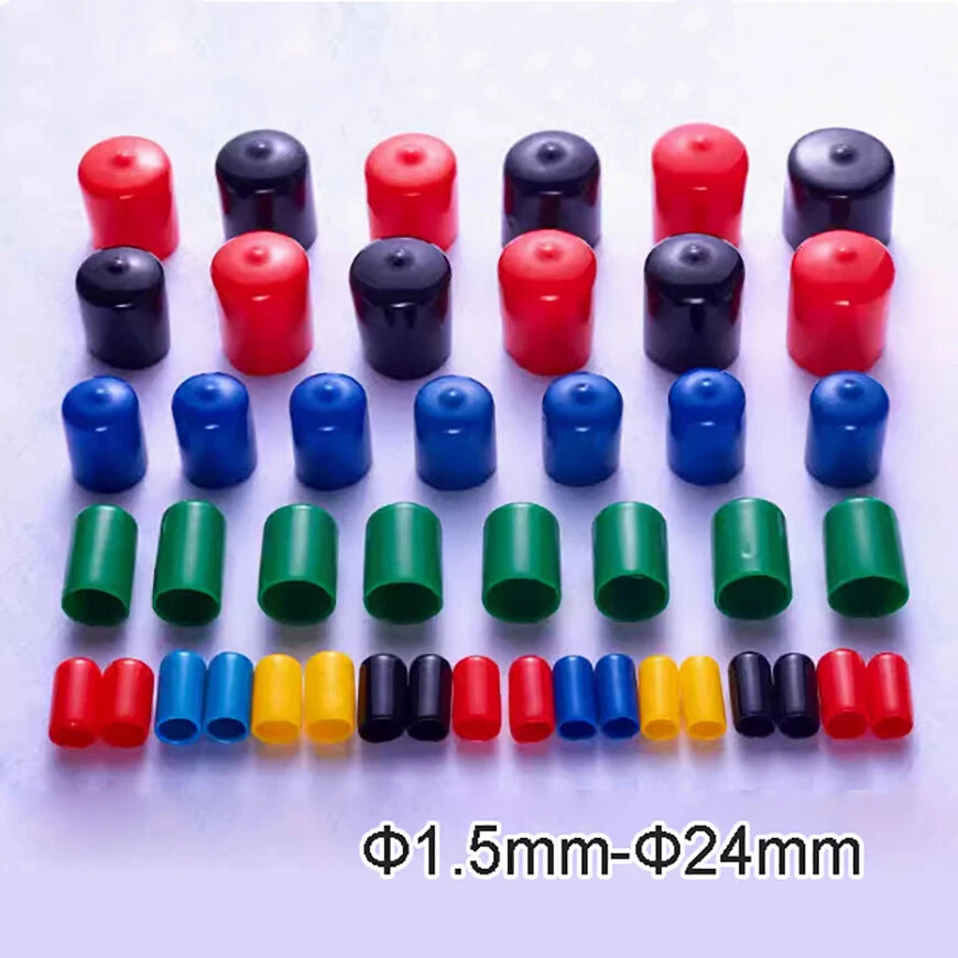 Vinyl Rubber Thread Cover Caps – Φ1.5mm to Φ24mm – 7 Colors (Black, Red, White, Clear, Blue, Yellow, Green)