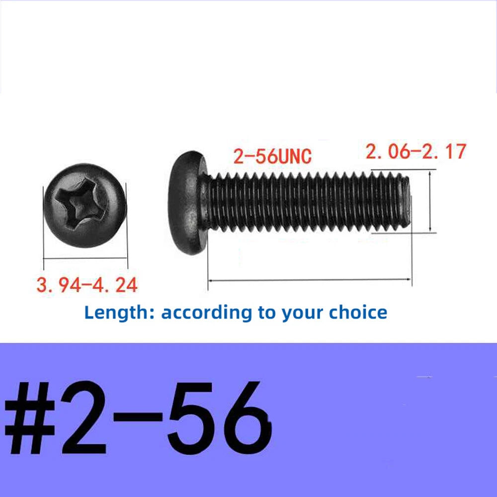 Black Pozi Phillips Pan Head Machine Screws UNC UNF — #2-56 #4-40 #6-32 #8-32 #10 1/4 5/16