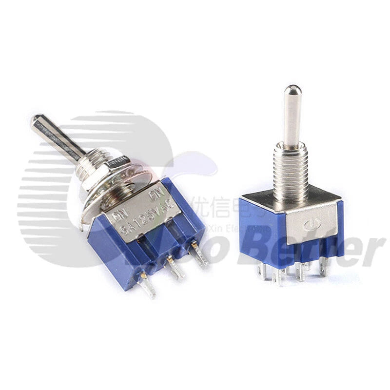 Mini Toggle Switch Latching SPDT/DPDT — MTS-102 MTS-103 MTS-202 MTS-203 | 2A 250VAC 5A 120VAC