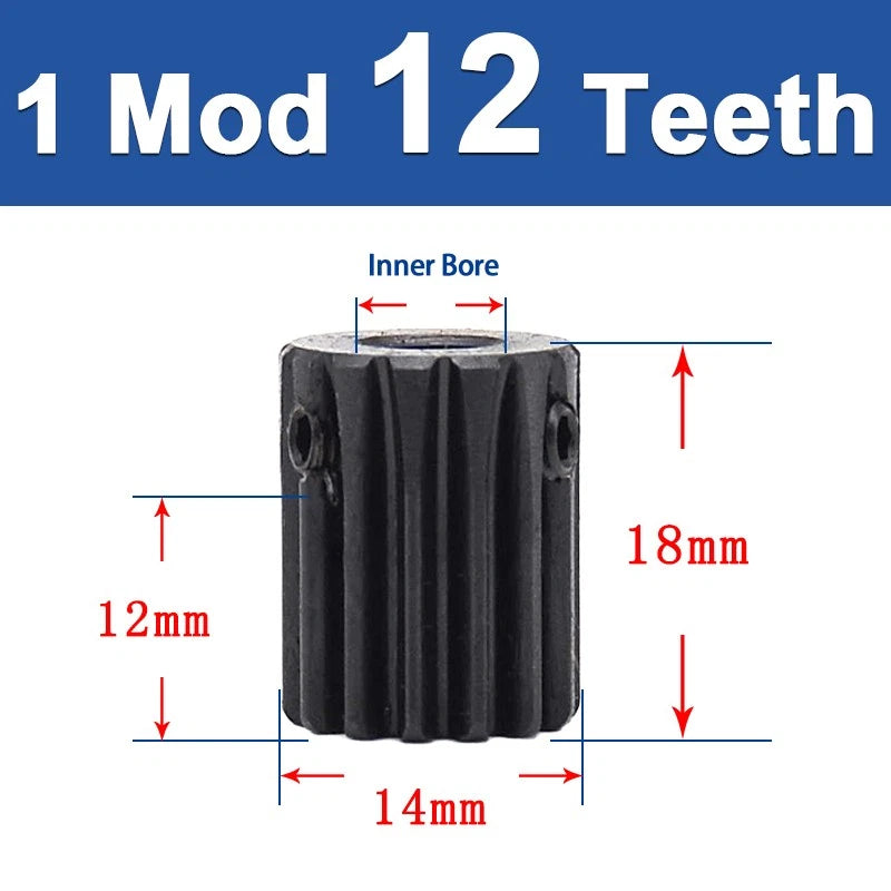 1 Modulu Spur Cylindrical Gear 10T-20T 1 Mod Pinion Gear Transmission Motor Part
