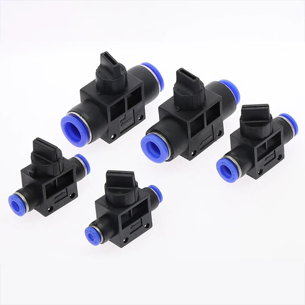 HVFF Pneumatic Hand Valve T-Joint 2-Way Push-In Hose Fitting