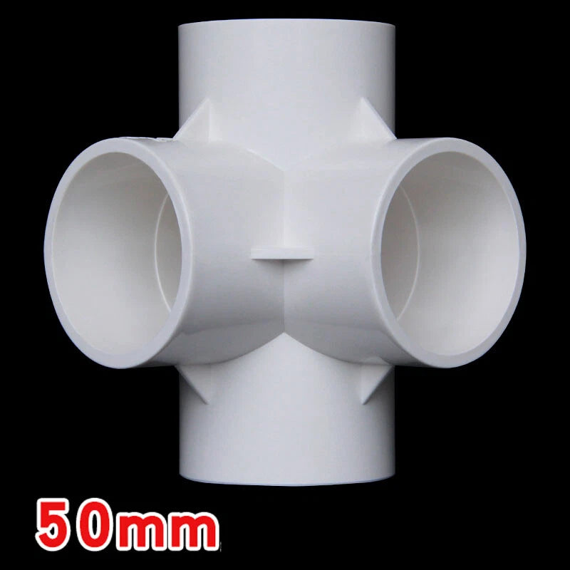 PVC 4-Way White Equal Connector Socket Pressure Pipe Fittings 20 25 32 40 50mm