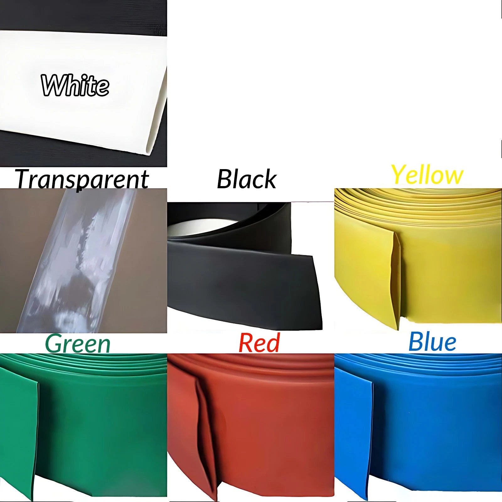 Heat Shrink Tubing 2:1 Ratio — Φ0.6mm to Φ210mm, 7 Colors, 1M per Piece