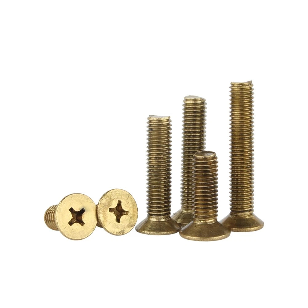 M2 M2.5 Brass Countersunk Phillips Machine Screws – Flat Head, 4mm to 12mm Lengths