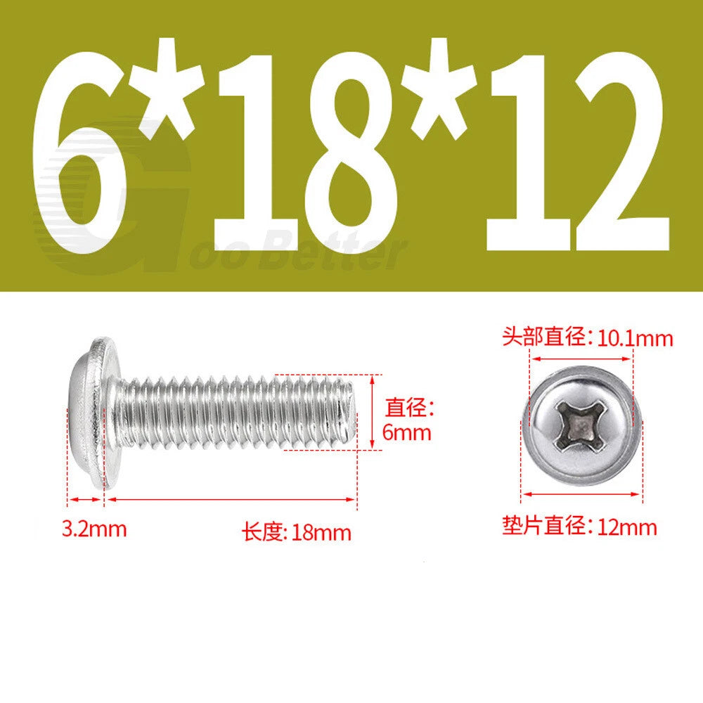 Flanged Phillips Pan Head Machine Screws – A2/A4 Stainless Steel, M1.4 to M6 (304/316)